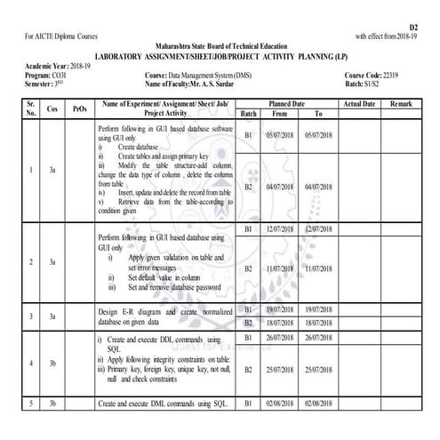 Project activity planning