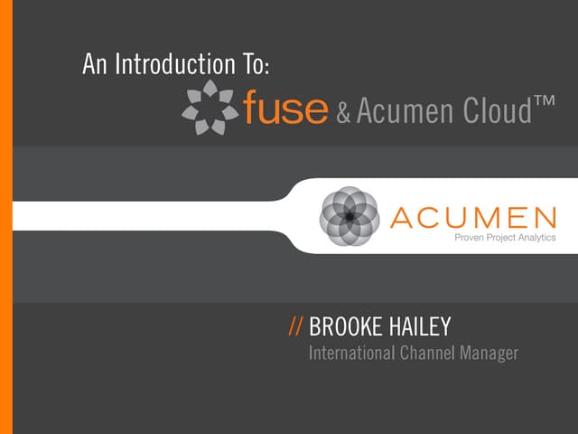 Advanced Project Analysis and Project Benchmarking with Acumen Cloud™