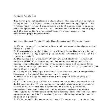 Project Analysis The term project includes a deep dive into o.docx ...