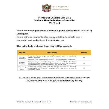 Project assessment part 1