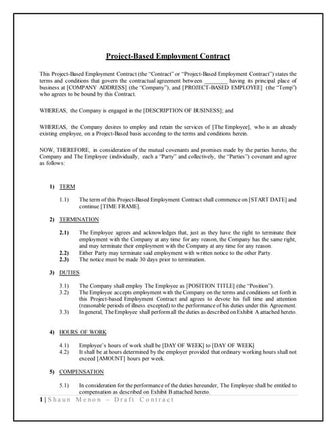 Project based employment contract