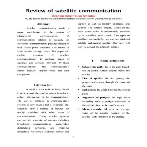 Review on Satellite Communication | DOCX