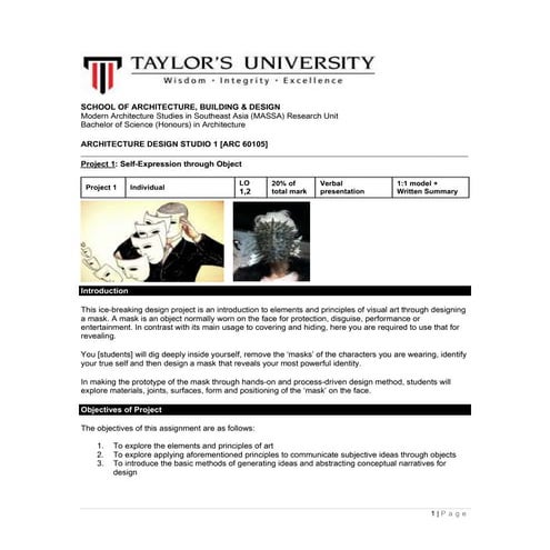 Project brief 1 architecture studio1