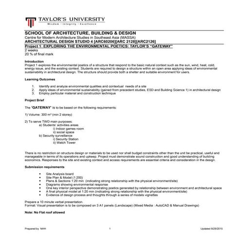 Project brief 1 architecture studio 4 august2015