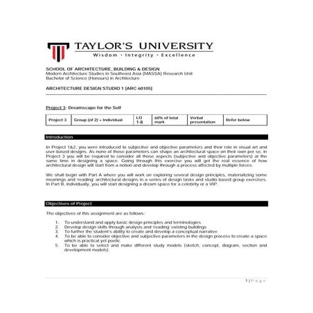 Project brief 3 architecture studio 1. march 2014