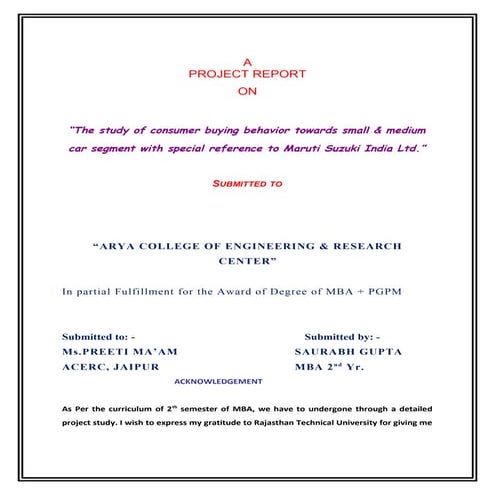 Project by saurabh gupta on maruti suzuki india ltd.(1)