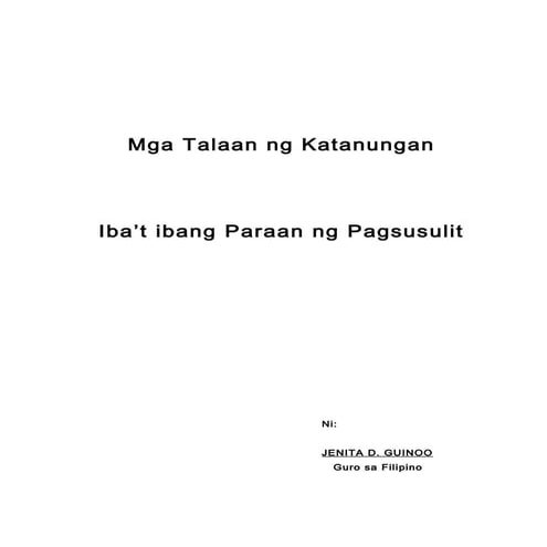 Mga Talaan ng Katanungan