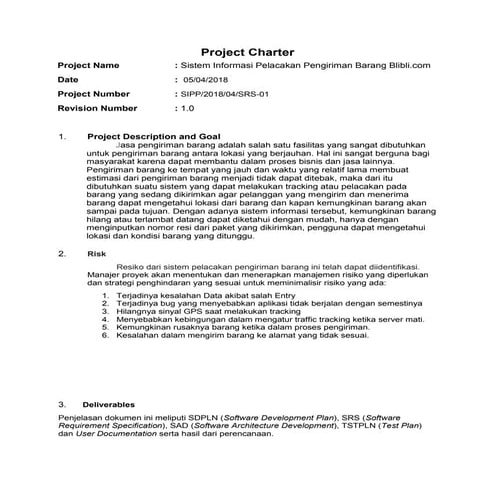 Tugas 5 project charter | PDF