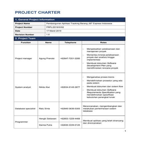 Project Charter Aplikasi Tracking Barang