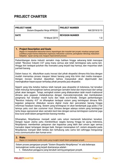 Project Charter: Sistem Informasi Penjualan Online untuk "TokoKita"