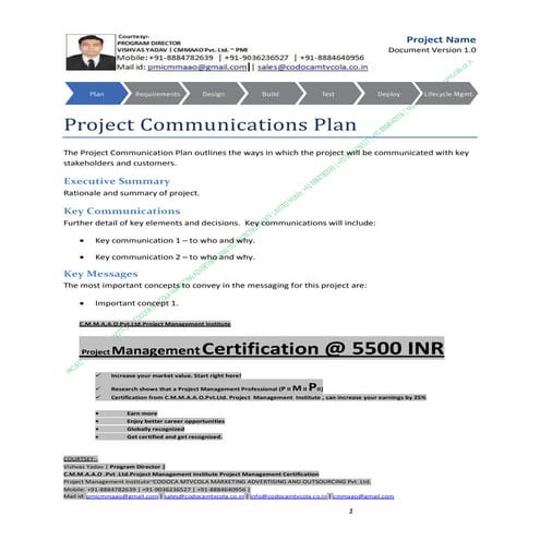 Project communication plan v1c cmmaao pmi pmp