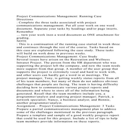 Week 4 The Communication PlanSubmit AssignmentDue S | DOCX
