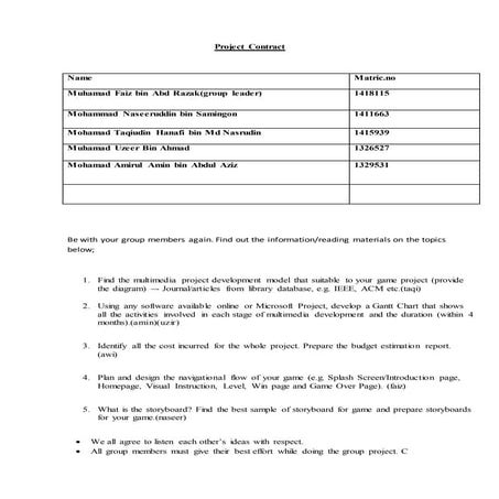 Project contract(borderlands)