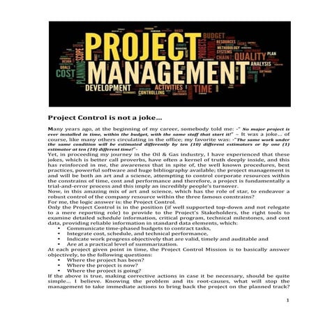 Project control is not a joke…