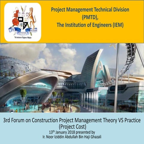 Project Cost Management  for IEM talk on 13 January 2018.
