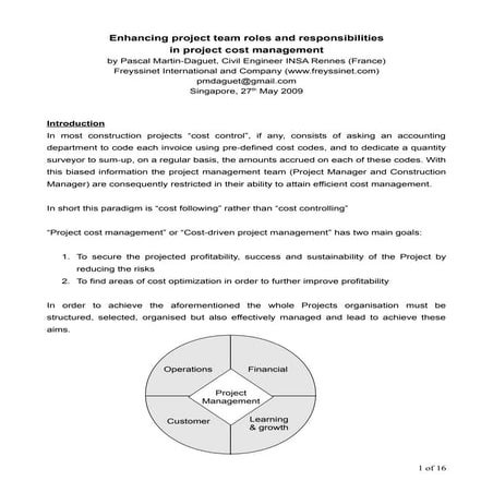 Project Cost Management Paper   27 May09