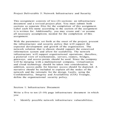 Project Deliverable 5 Network Infrastructure and SecurityThis | PDF