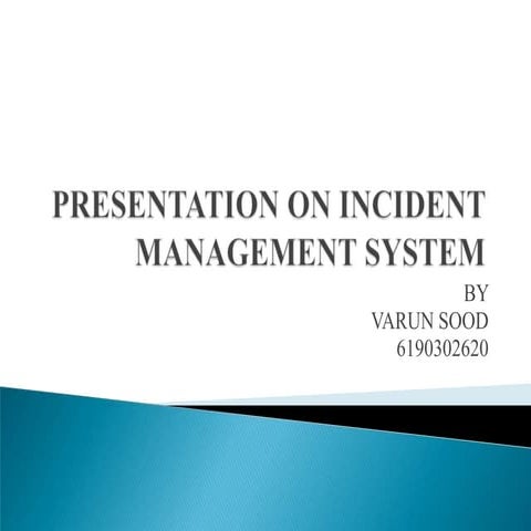 Project Description Of Incident Management System Developed by PRS (CRIS) , N...