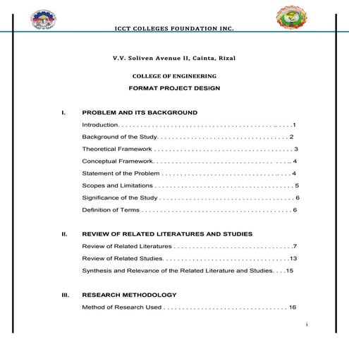 Thesis table of contents