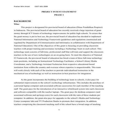 Wini's Technology Project Design for Education