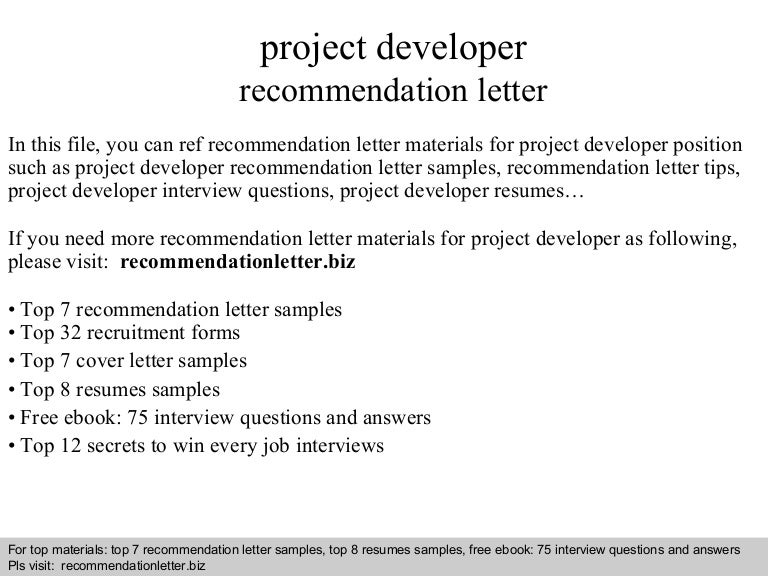 Project developer letter