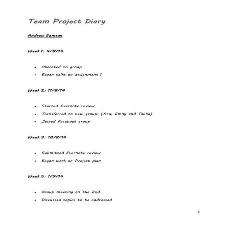 Project diary