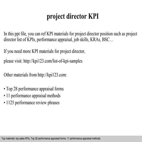 Project director kpi