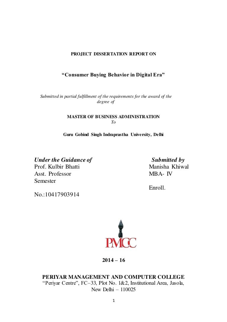 Consumer buying behaviour dissertation