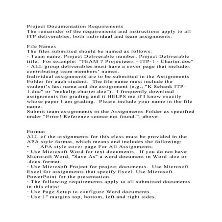 Project Documentation RequirementsThe remainder of the requirement.docx