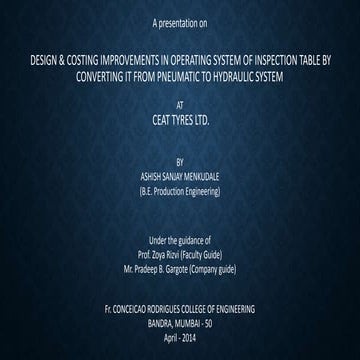 Design improvements and costing analysis