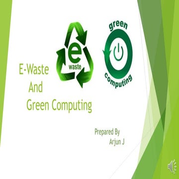 E-Waste And  Green Computing