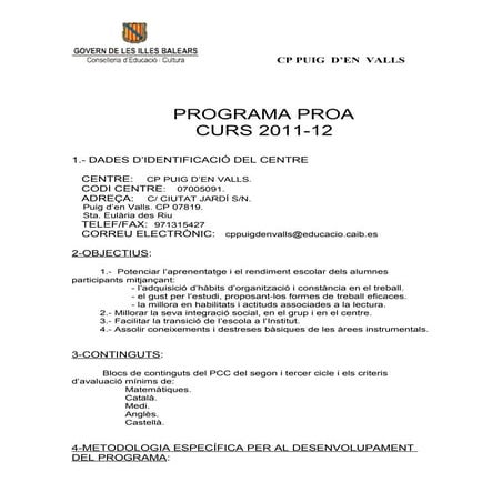 Projecte del centre proa