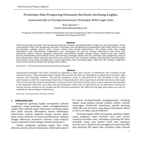Prototipe Alat pengering Otomatis Berbasis Gerbang Logika