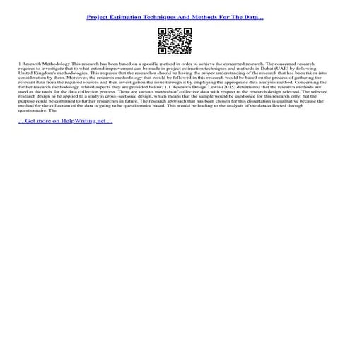 Project Estimation Techniques And Methods For The Data...