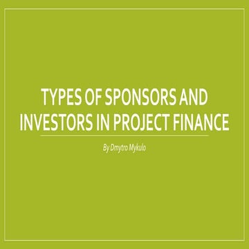 Types of sponsors and investors in project finance