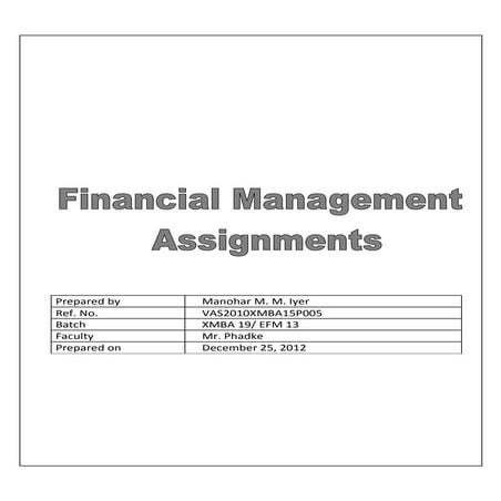 Project Finance management assignment