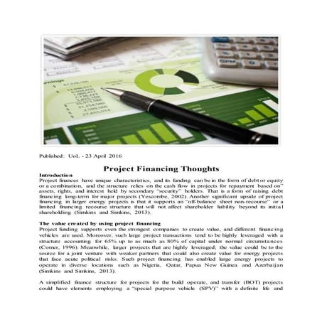 Project Financing Thoughts