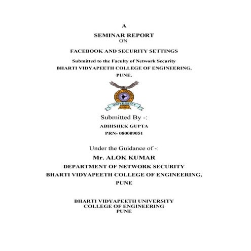 Facebook and Security Settings Report