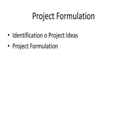 Project formulation
