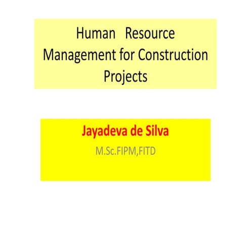  human resource management for construction projects
