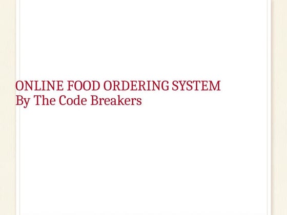 Food Ordering System | PPTX