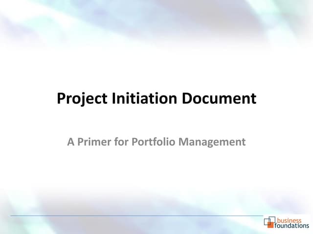 Project Identification and Initiation Tool Kit 