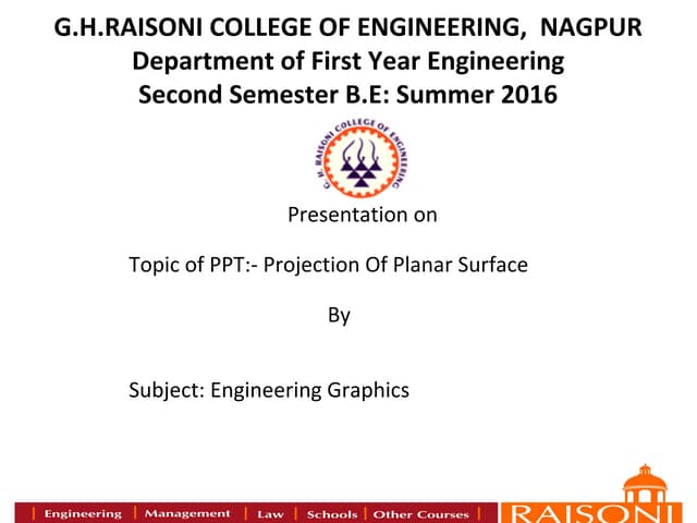 Projection of planar surfacE