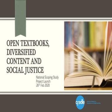 Project Launch: Open textbooks and Social Justice Australian National Scoping Study