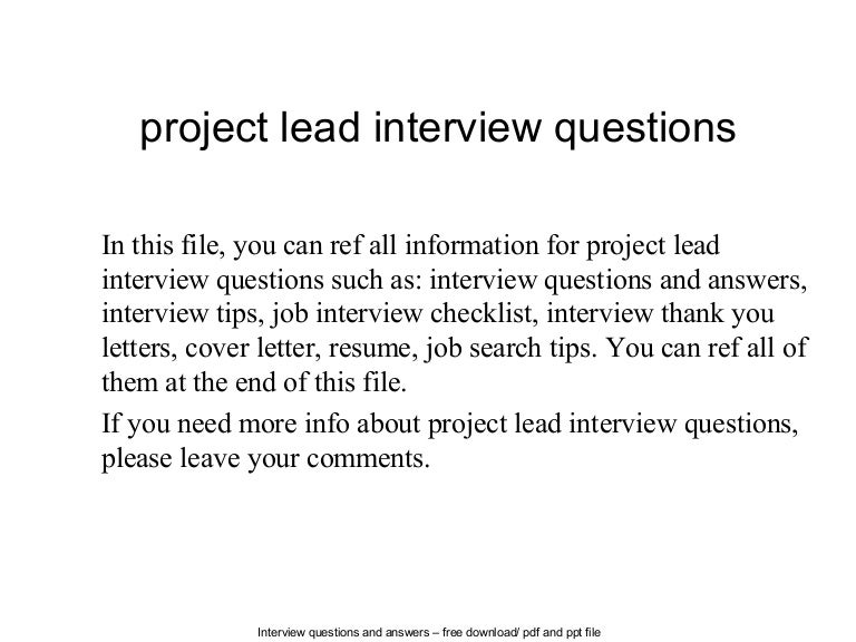 lead interview questions