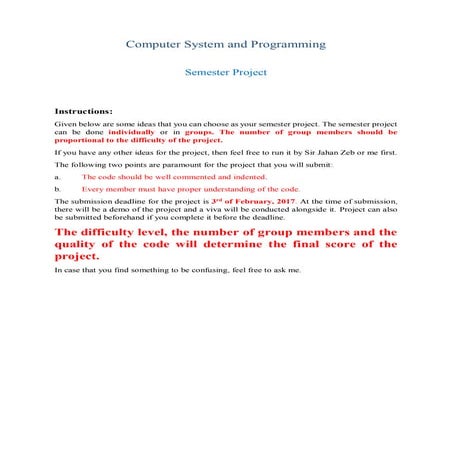 c++ Project list | PDF