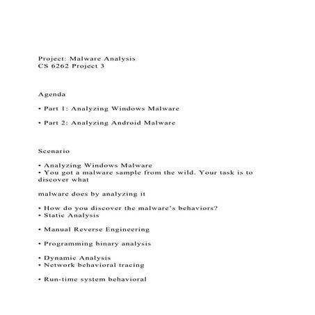 Project Malware AnalysisCS 6262 Project 3Agenda.docx