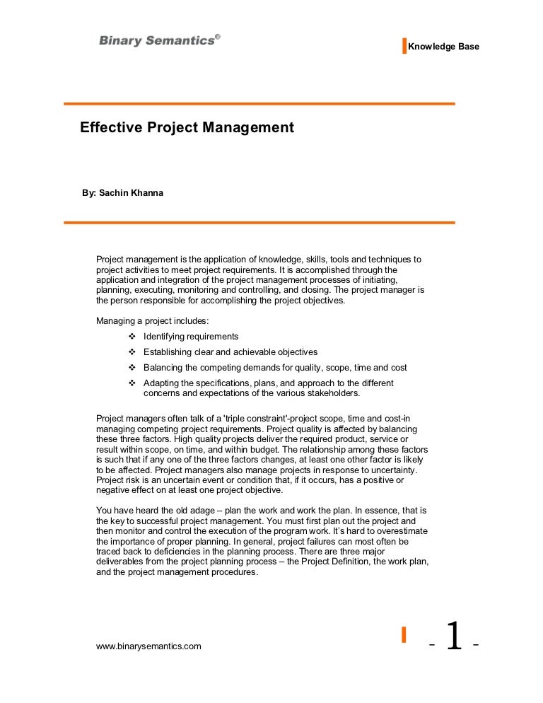 Effective Project Management