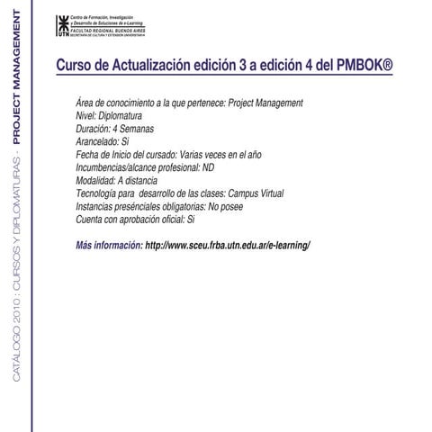 Project Management  - Curso De Actualización Edición 3 A Edición 4 Del Pmbok