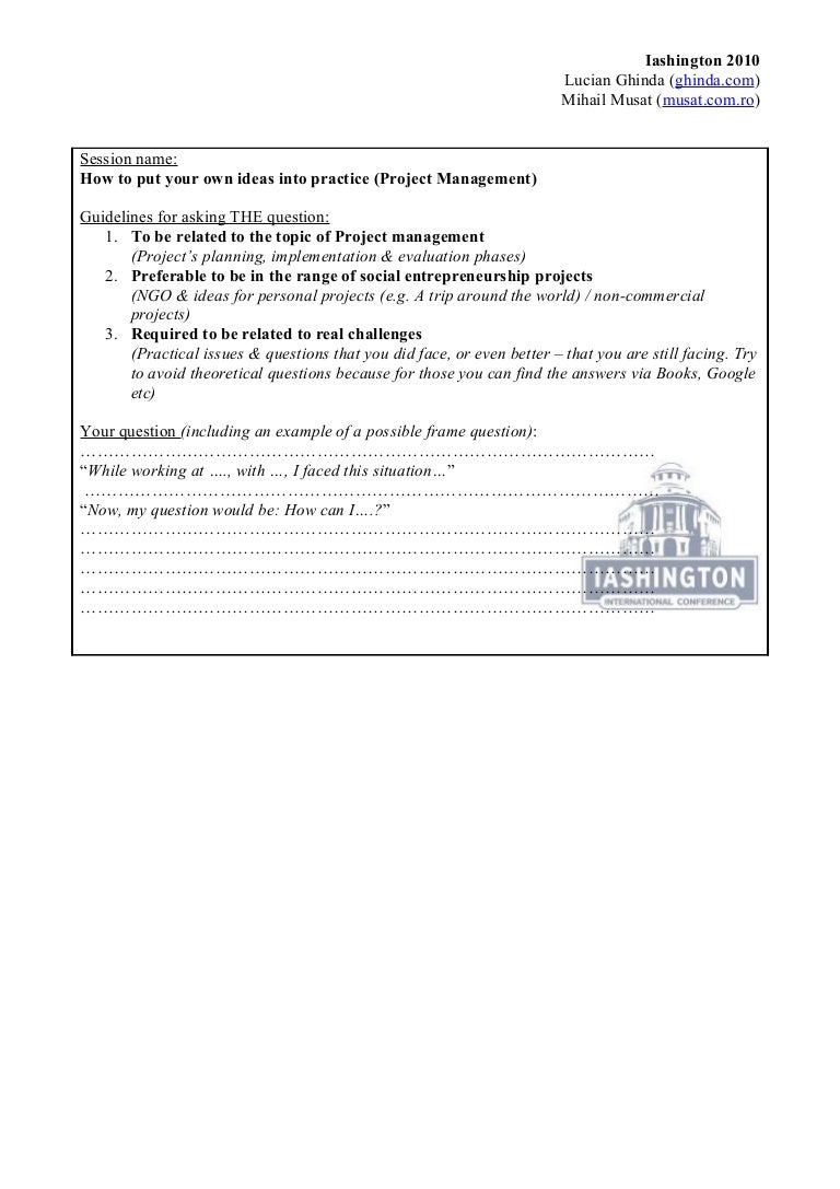 Project management Questions from participants (template)
